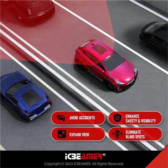 11.8 Inch Car Rearview Mirror, Panoramic Wide Angle, HD Blue Tint Glass,Interior - Picture 4 of 7